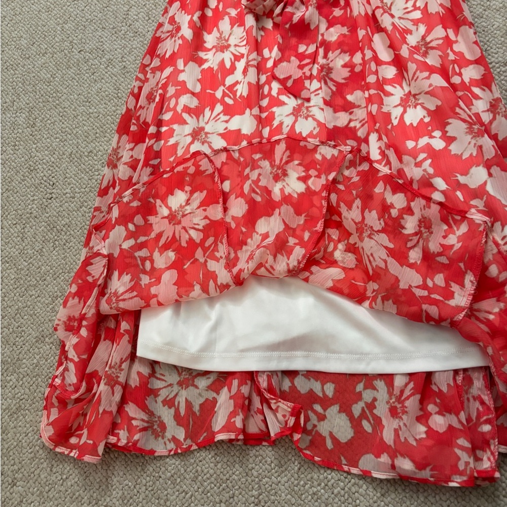 DKNY Floral Red and Cream Midi Dress - Picture 5 of 7